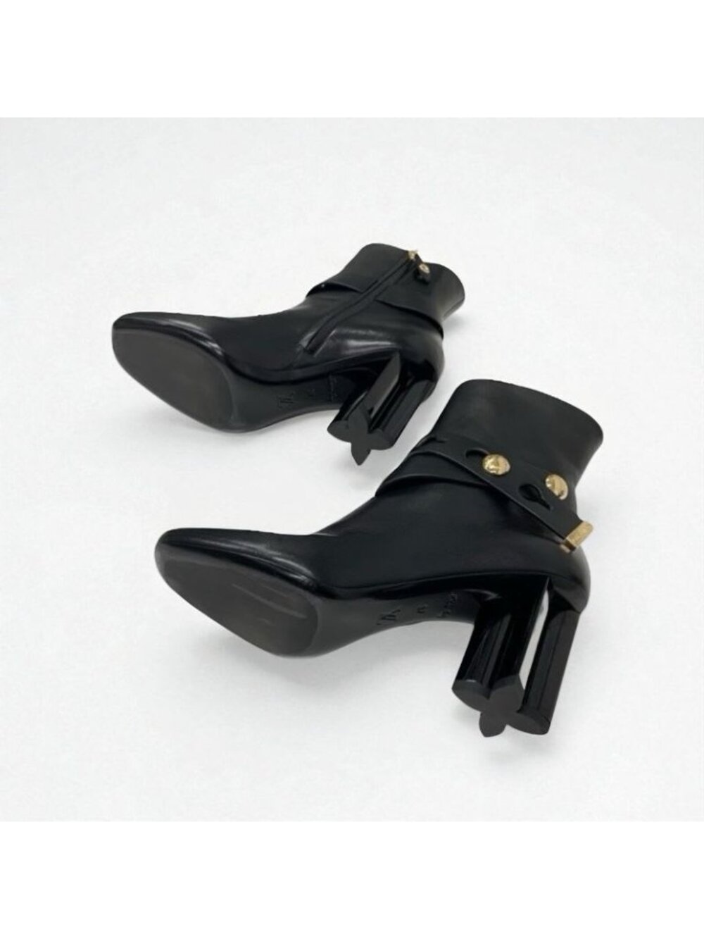 Louis Vuitton Silhouette Line Boots Short Shoes Leather Black Gold Logo - Picture 6 of 9